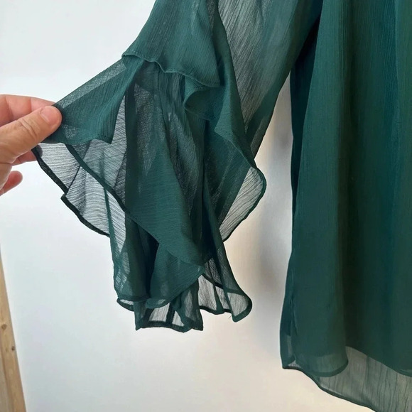 Gibson Latimer Flutter Sleeve Sheer Top - Picture 3 of 4